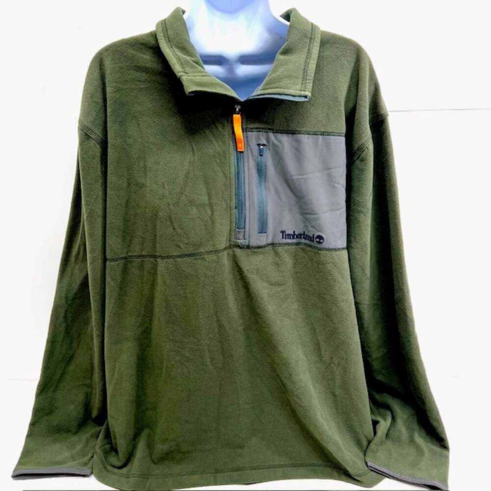 Vintage Timberland  Fleece Sweater Pull Over Zip 1/4  Olive XXL/TTG (31)